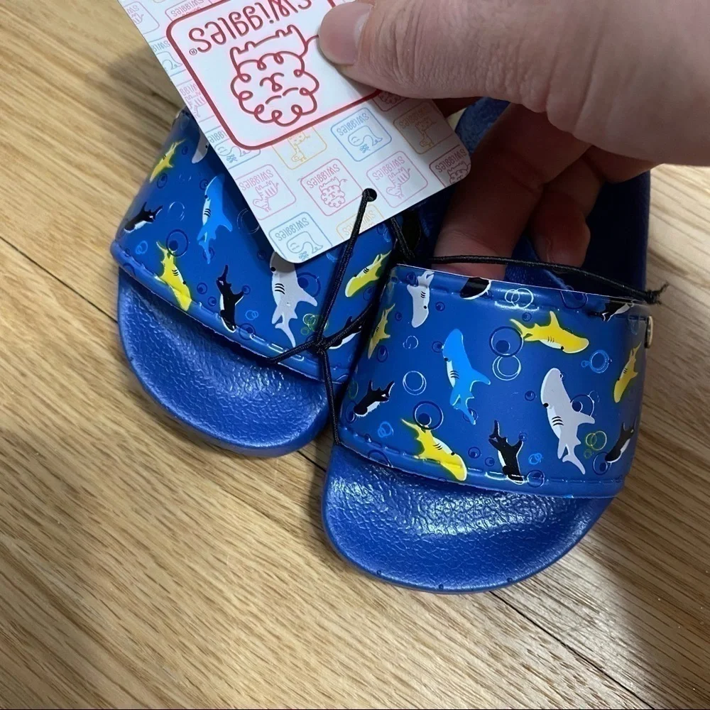 Swiggles Shark Print Sandals NWT 5/6 Blue Baby Boys